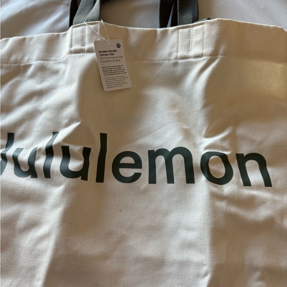 New - double handle canvas tote in Natural & grey sage - Picture 2 of 6